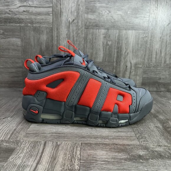 Nike Air Uptempo Men's size 8.5 Grey Crimson Red Shoes FZ3055-002 - Picture 1 of 8